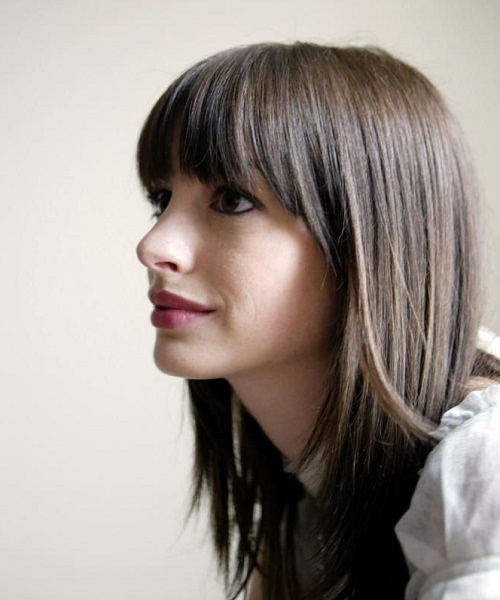 Anne Hathaway Poker Bang Hairstyles