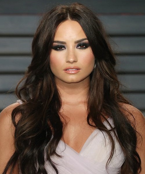 Demi Lovato Wavy Dark Brunette Hairstyles