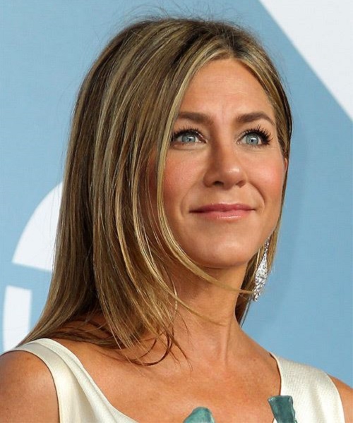 Jennifer Aniston Long Straight Platinum Blonde Hairstyles