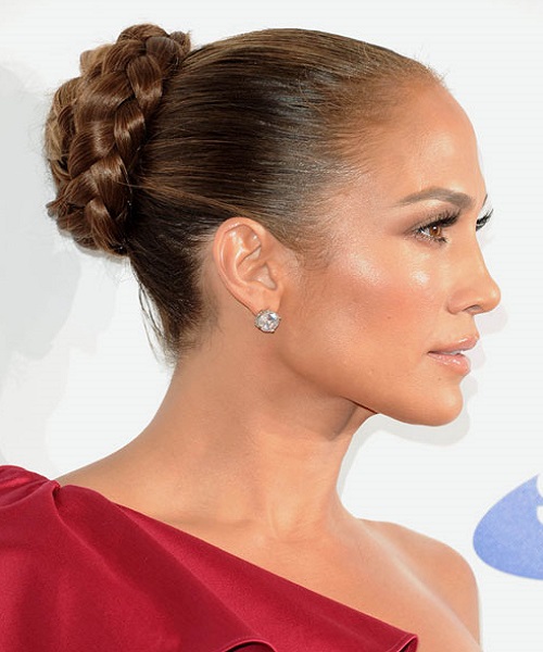 Jennifer Lopez Sleek Braided Bun Hairstyles