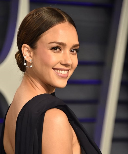 Jessica Alba Slicked Back Bun Hairstyles