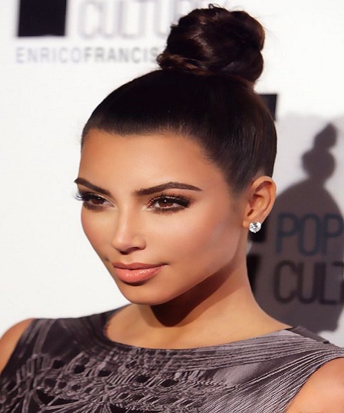 Kim Kardashian Wrapped Topknot Hairstyle