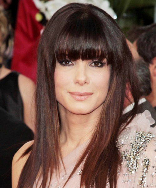 Sandra Bullock Blunt Cut Bangs Hairstyles 