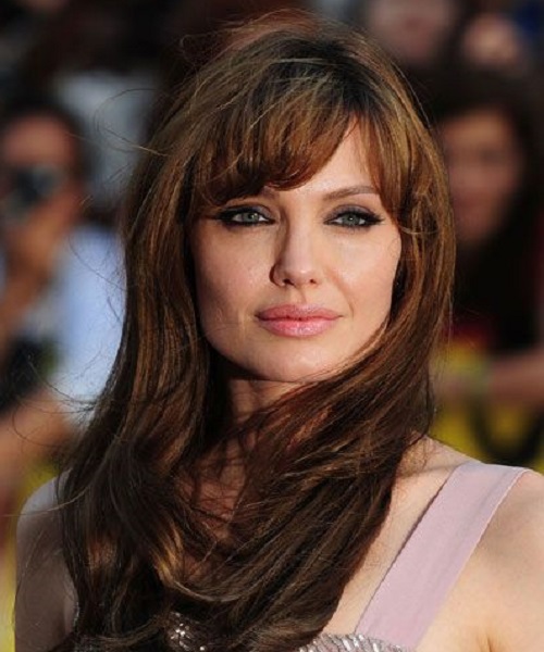 Angelina Jolie Side Swept Bangs Hairstyles