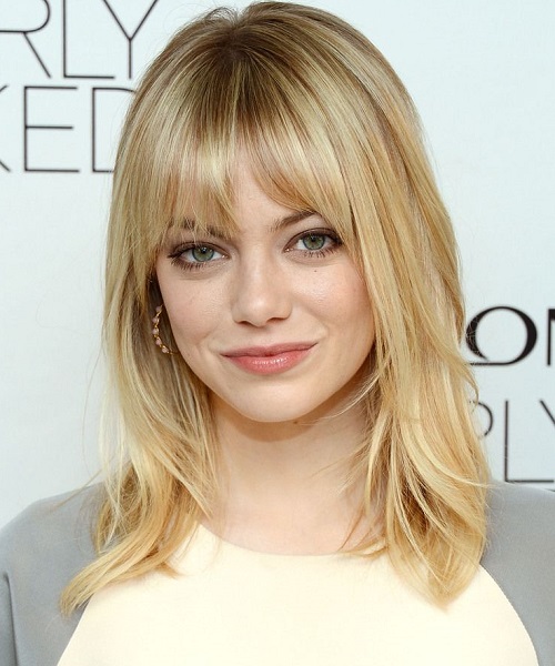 Emma Stone Blunt Cut Bangs Hairstyles