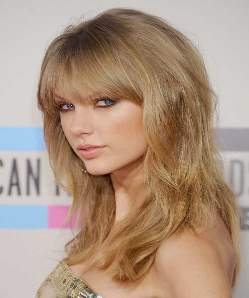 Taylor Swift Blunt Cut Bangs Hairstyles